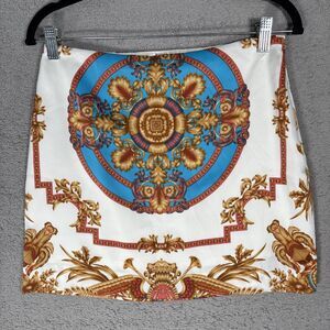 Andrea Behar X Boston Proper Women’s Mini Skirt Size 2 Baroque Chain Print Arsty